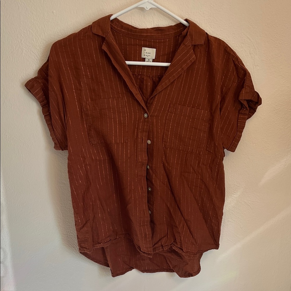 A New Day Terracotta Striped Shirt